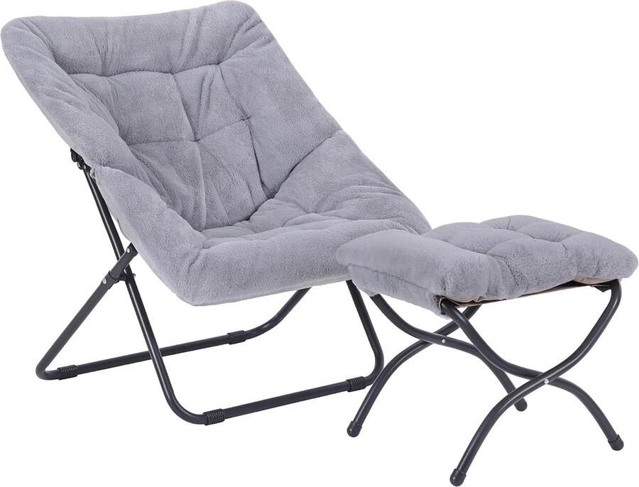 Goodivery Comfortabele Oversized Vouwstoel met Voetenbank voor Woon- en Slaapkamer