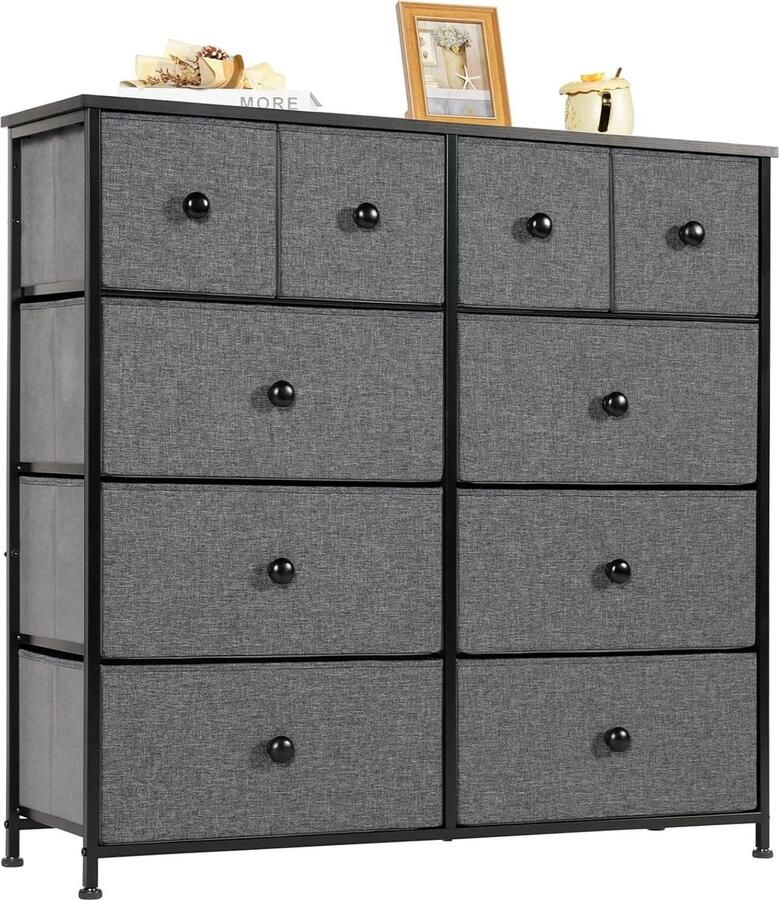 Goodivery Commode met laden van stof sideboard met 10 stoffen laden ladekast opbergmeubel voor keuken kantoor hal tv-kast met laden