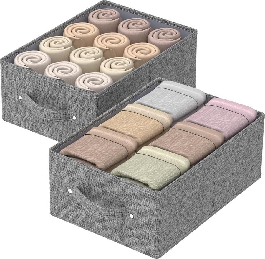 Goodivery Compacte en Opvouwbare Stoffen Opbergdozen met Handgrepen voor Kast en Plank
