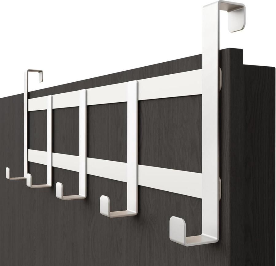 Goodivery Deurgarderobe roestvrij staal witte deurkapstok om op te hangen ruimtebesparende kledinghaken voor deur universele deurhakenlijst om op te hangen stabiele deurhaken om op te hangen