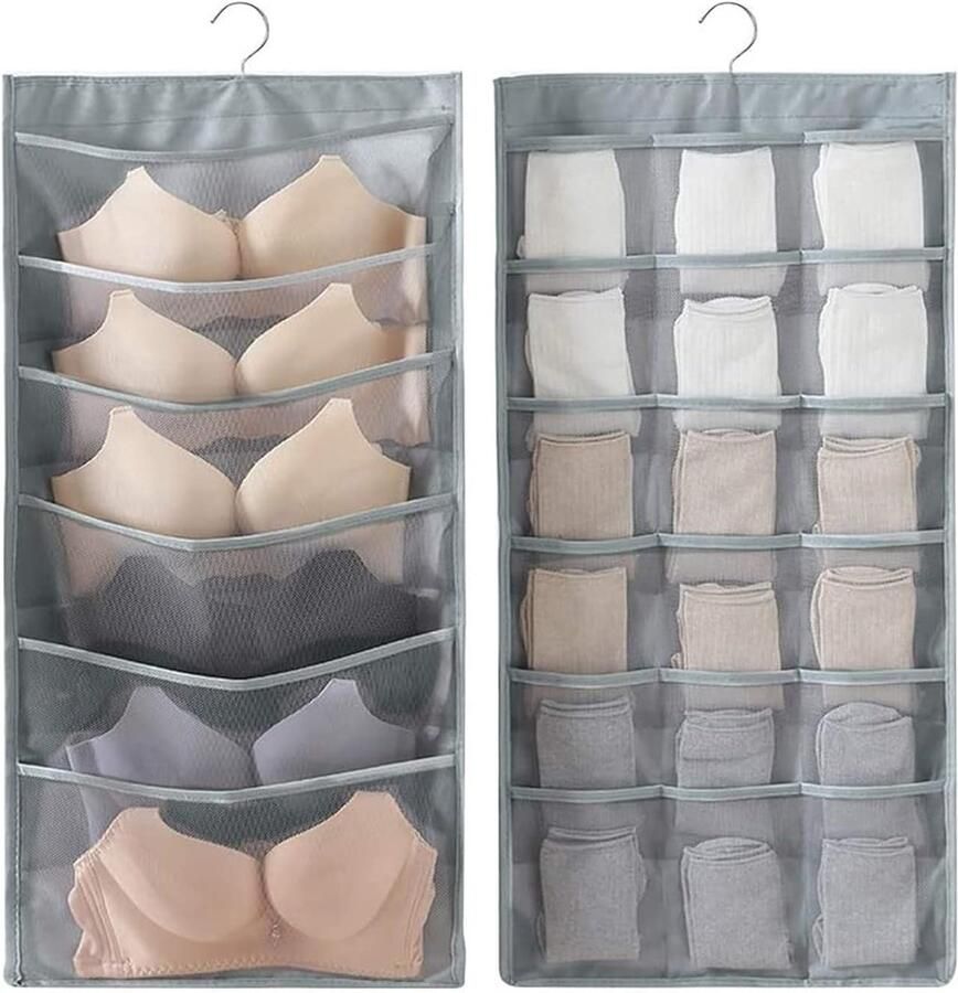Goodivery Dubbelzijdige Hangende Organisator met 24 Vakken voor Sokken en Ondergoed