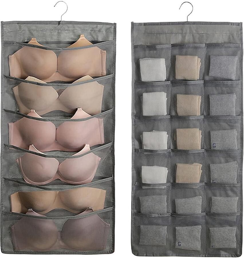 Goodivery Dubbelzijdige opvouwbare kledingkastorganizer met 48 vakken voor optimaal gebruik