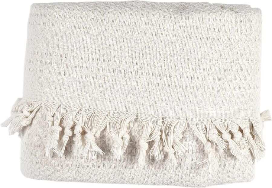 Goodivery Dubbelzijdige Witte Katoenen Sprei voor Bed Bank en Stoel