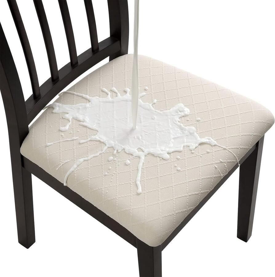 Goodivery Eetkamerstoel stoelhoezen waterdichte stoelhoezen geen rugleuning eetkamerstoel stoelbescherming afneembaar wasbaar voor hoge stoelen 4 stuks