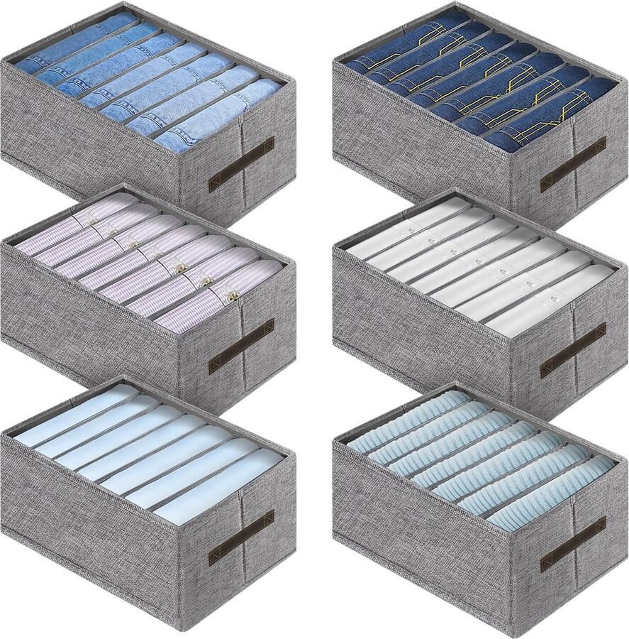 Goodivery Efficiënte Opbergoplossing voor Kleding met 7 Vakken in Set van 6 Stuks