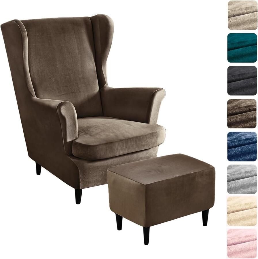 Goodivery Elastische 3-Delige Hoes voor Fauteuil met Poef