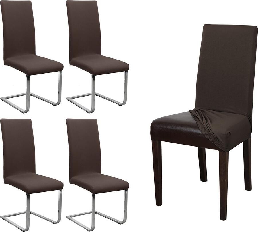 Goodivery Set van 4 Stretchbare Stoelhoezen in Katoenmix voor Optimaal Zitcomfort en Bescherming