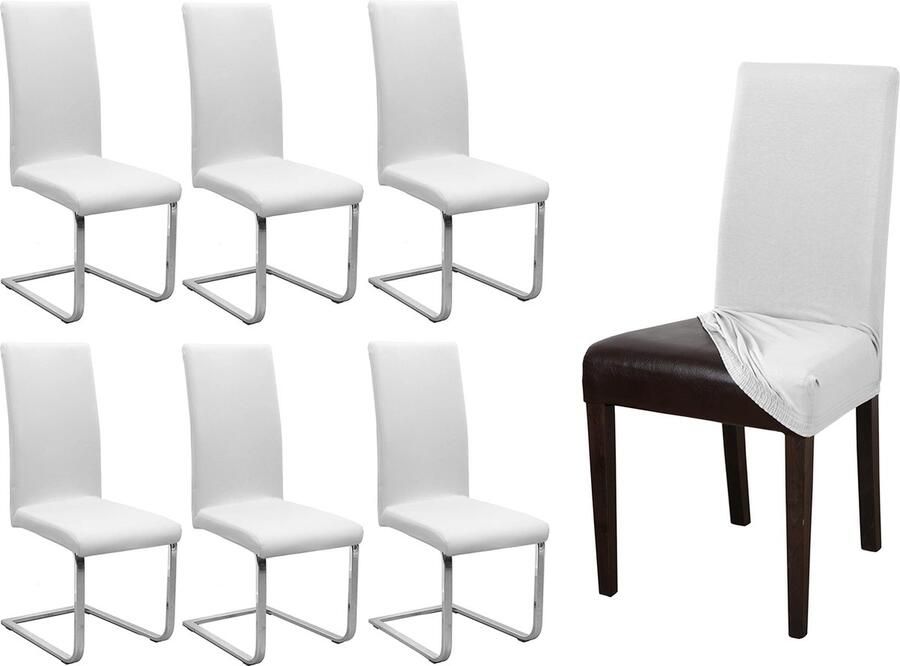 Goodivery Elastische Stoelhoezen Set van 6 voor Stijlvolle en Beschermde Stoelen