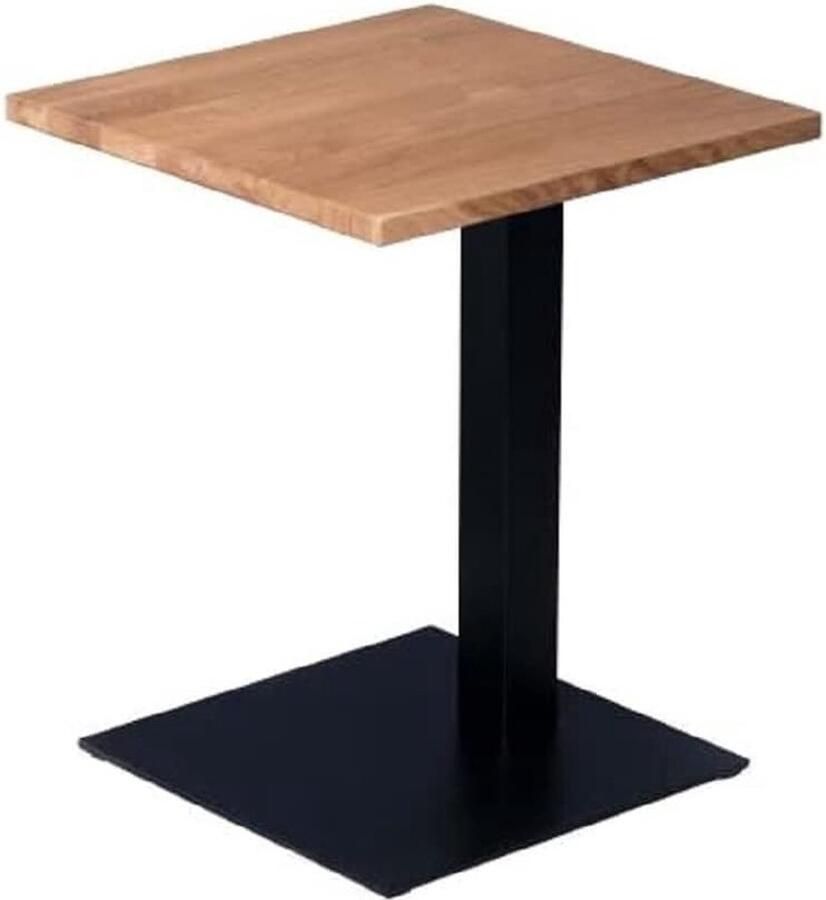 Goodivery Elegant Bijzettafel van Massief Eikenhout met Zwart Metalen Frame 45x60x45 cm