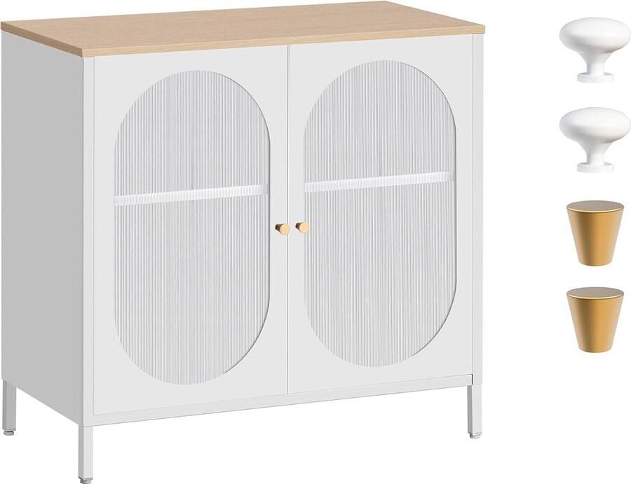 Goodivery Elegant en Multifunctioneel Dressoir met Verstelbare Planken en Translucente Deuren