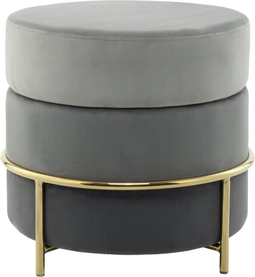 Goodivery Elegant Ronde Fluwelen Poef met Goud Metalen Frame voor Woonkamer en Slaapkamer