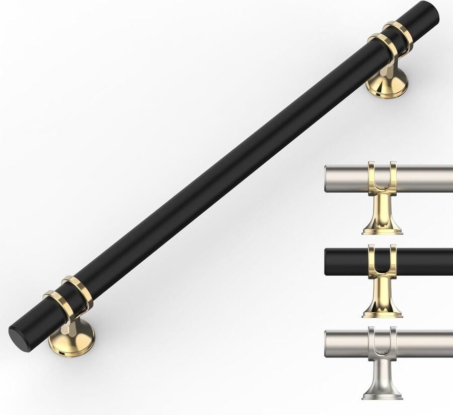 Goodivery Elegant Zwarte en Gouden Meubelgrepen voor Moderne Keukens en Kastdeuren