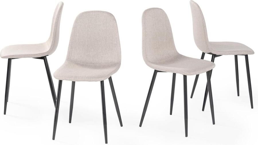 Goodivery Elegante Eetkamerstoelen Set van 4 met Luxe Stoffen Bekleding en Zwarte Metalen Poten