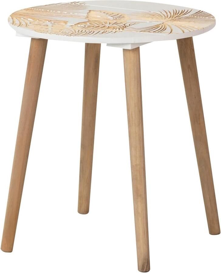 Goodivery Elegante Houten Bijzettafel in Natuurlijk en Wit Design voor Stijlvolle Interieurs