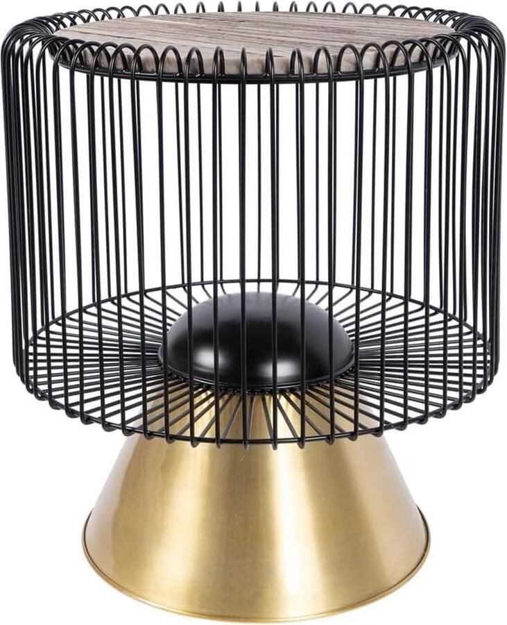 Goodivery Elegante Ronde Bijzettafel met Conische Basis en Marmeren Blad voor Woonkamer of Tuin