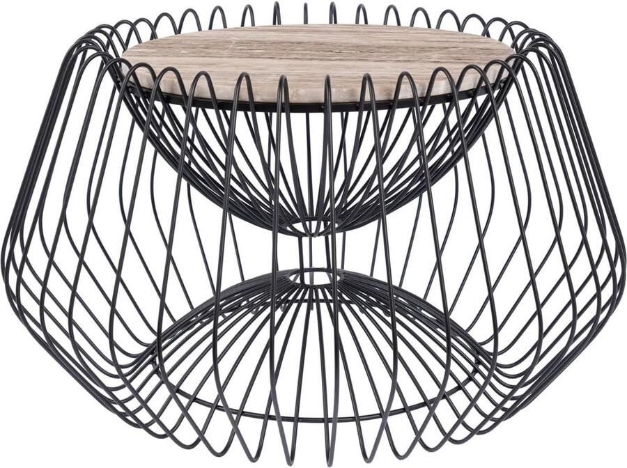 Goodivery Elegante Ronde Bijzettafel met Marmeren Blad en Metalen Mand