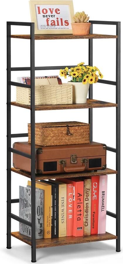 Goodivery Elegante Vrijstaande Boekenkast met Vier Planken voor Stijlvolle Opbergruimte