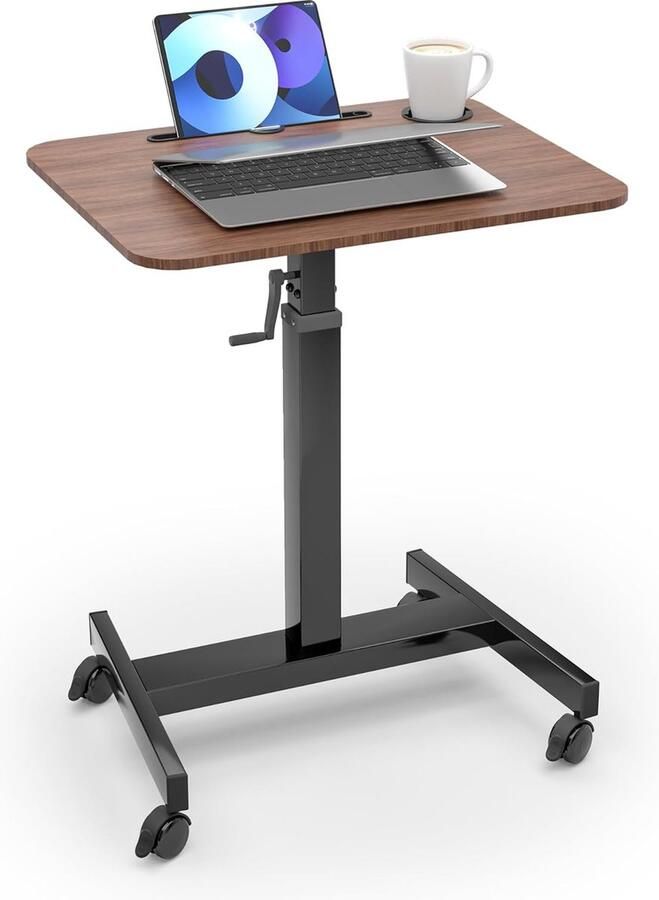 Goodivery Ergonomisch Verstelbare Mobiele Laptoptafel met Wieltjes voor Zittend en Staand Werken