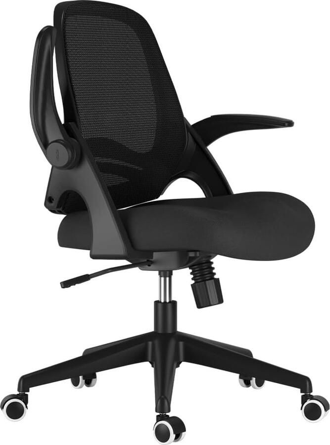 Goodivery Ergonomische Bureaustoel met Inklapbare Armleuningen en Hoogteverstelling voor Kleinere Ruimtes