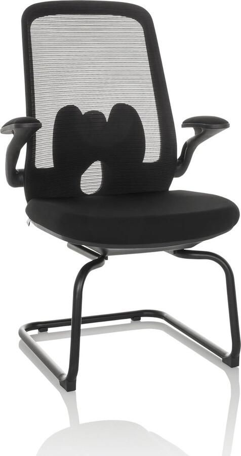 Goodivery Ergonomische Vergaderstoel met Mesh Rugleuning en Opvouwbare Armleuningen in Elegant Zwart