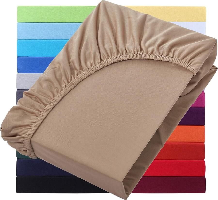 Goodivery Extra Lange Hoeslaken voor Boxspring en Waterbed 200 x 220 cm 40 cm Hoogte 100% Katoen Beige