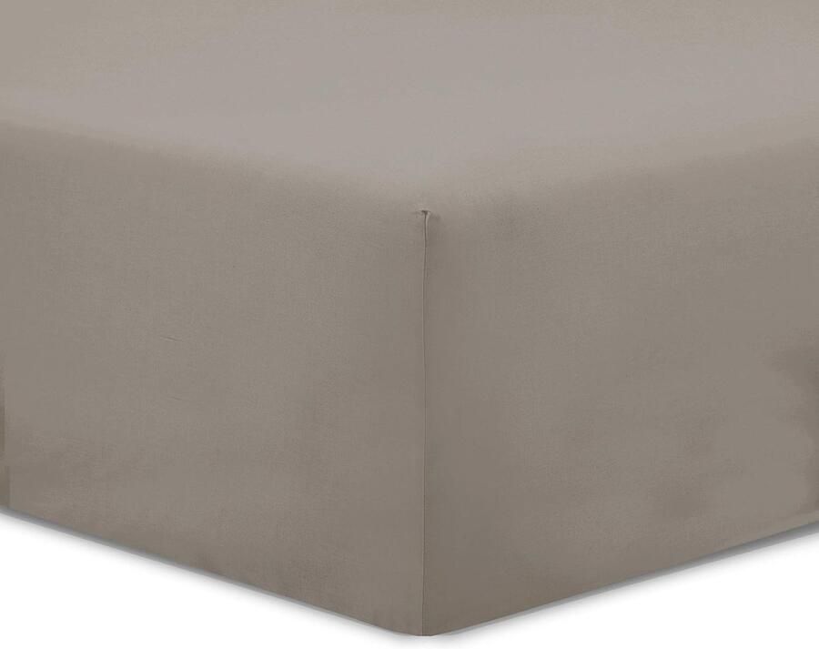 Goodivery Fijn Geweven Hoeslaken van 100% Katoen in Taupe voor Matrassen tot 25 cm Hoog