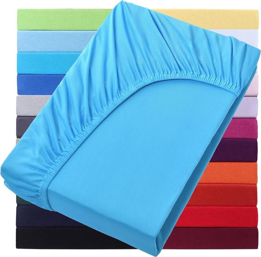 Goodivery Fijn Geweven Jersey Hoeslaken voor Boxspring en Waterbed Turquoise 200x220 cm Hoogte 40 cm