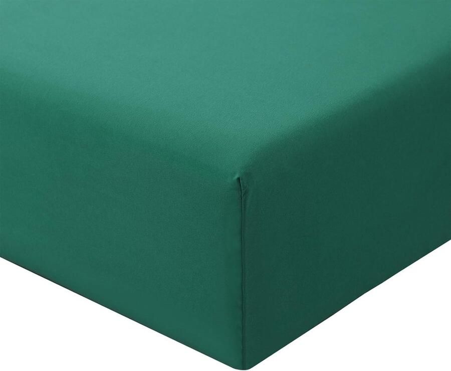 Goodivery Fitted Hoeslaken 160 x 200 cm Groen Microvezel voor Boxspring en Matras