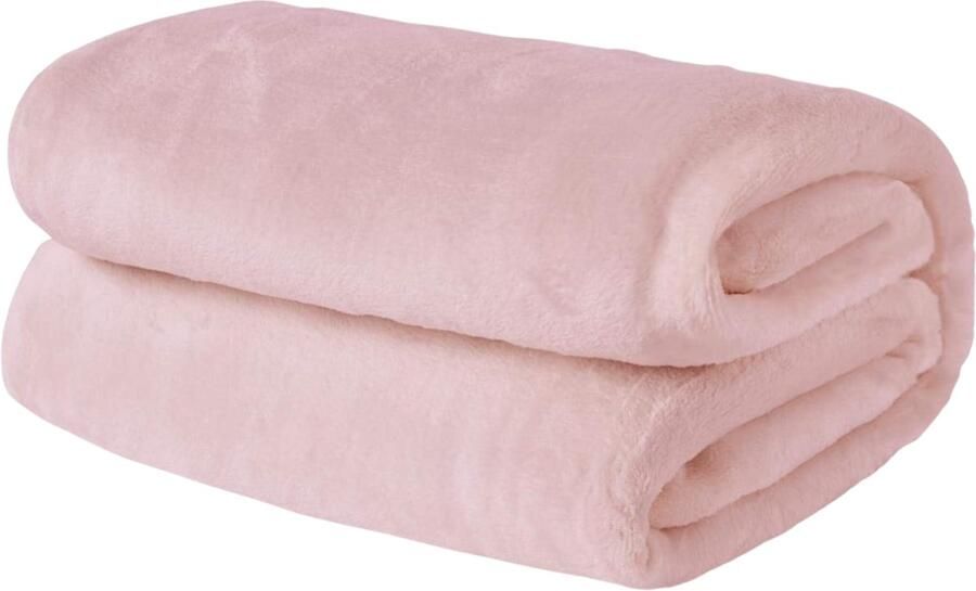 Goodivery Flanellen fleece Ultrazachte grote deken Overwerpdeken Fluffy Warme sprei voor slaapkamer eenpersoonsbed bank sofa Blush Pink 120x150cm