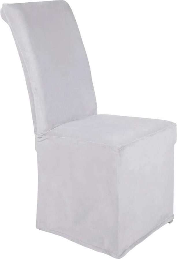 Goodivery Fluweelzachte Stretch Stoelhoezen voor Eetkamerstoelen in Lichtgrijs Set van Twee