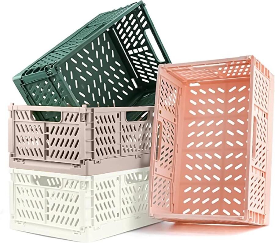 Goodivery Fraaie Set van 4 Opvouwbare Opbergkratten voor Ruimtes en Toepassingen