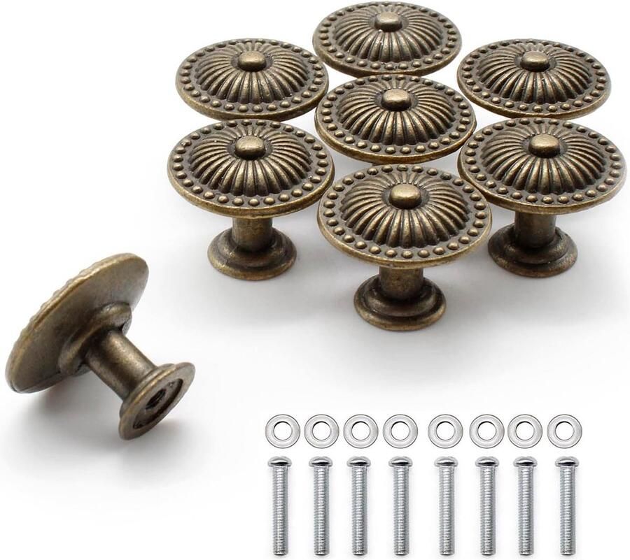 Goodivery Fraaie Set van 8 Vintage Bronzen Meubelknoppen voor Toepassingen in Huis