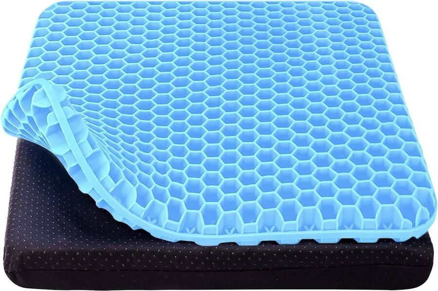 Goodivery Gel zitkussen stoelkussen ademend absorbeert drukpunten steunkussen goede zithouding orthopedisch zitkussen voor auto kantoor en rolstoel (lichtblauw)