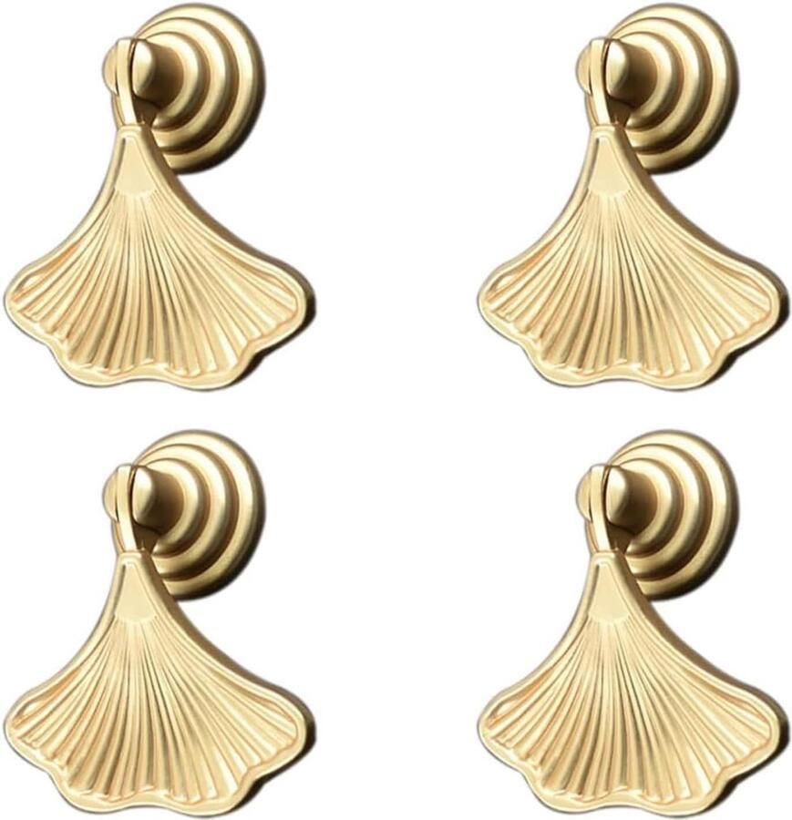 Goodivery Ginkgo Leaf Knoppen 4 Pack Gold Teardrop Hanger Hardware Lade Enkel Gat Handvat voor Garderobe Kast