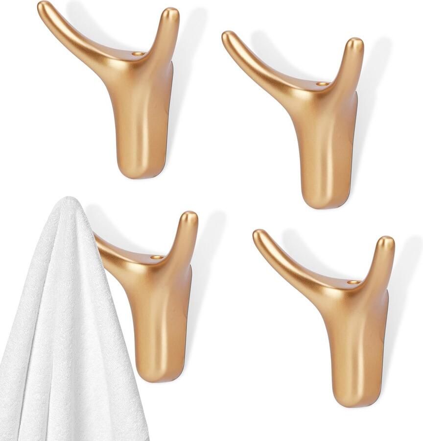 Goodivery Gouden Dubbele Wandhaken Set voor Stijlvolle en Praktische Opbergruimte in Huis