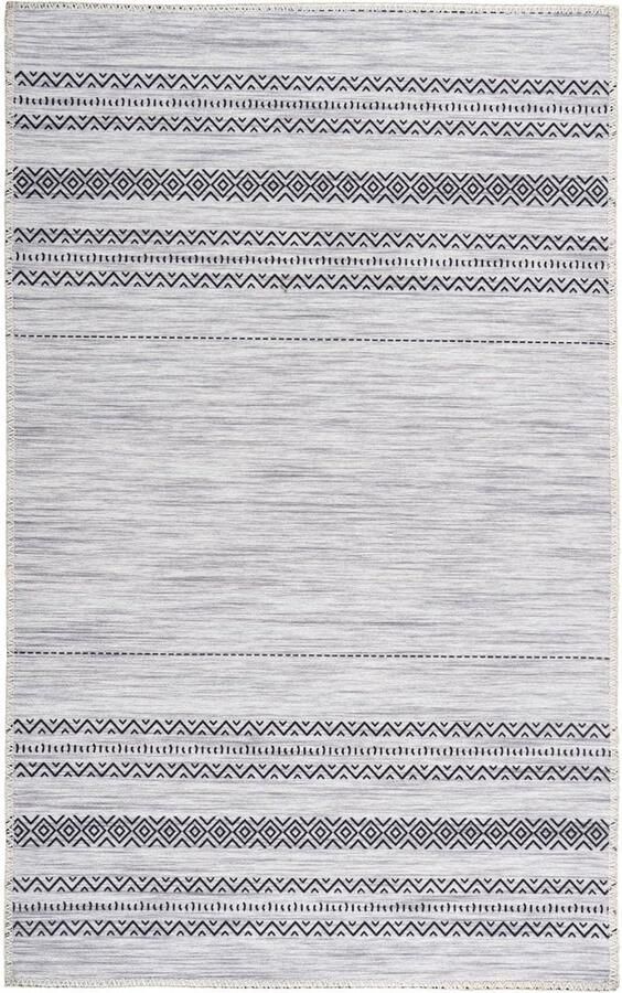 Goodivery Grijze Vloerkleed met Patroon Korte Pool voor Woonkamer en Eetkamer Makkelijk Onderhoud