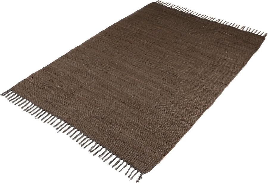 Goodivery Handgeweven Boho Katoenen Vloerkleed Bruin met Franjes 190 x 290 cm