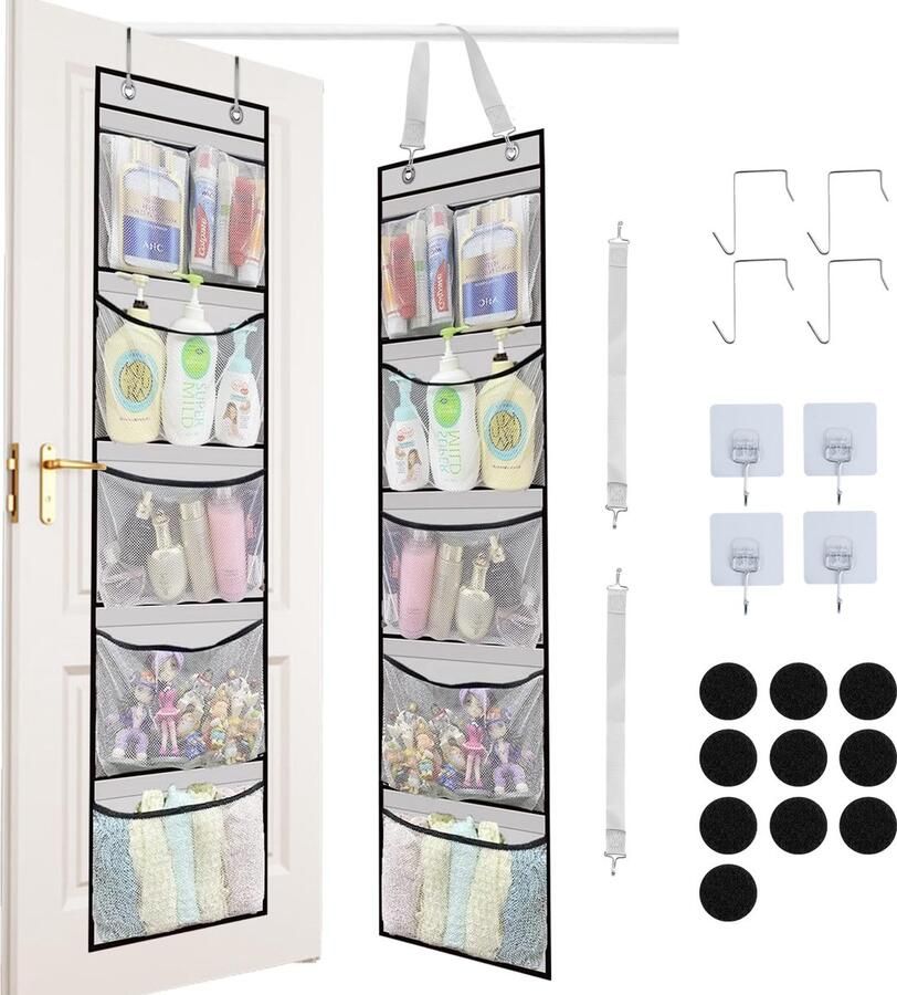 Goodivery Handige Ophangopbergers voor Deur met Ruime Netzakken Set van 2 Stuks voor Opbergruimtes