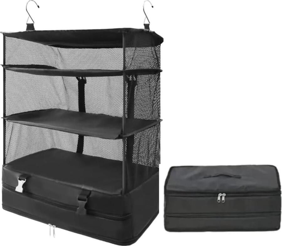Goodivery Handige Reiskleding Organisator met Ophangbare Inpak Kubus en Opbergvakken voor Koffers