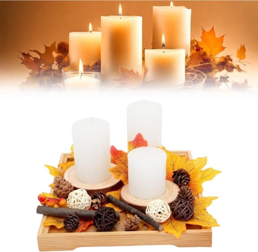 Goodivery Herfst Geurkaars Herfstdecoratie Met Kaarsen Decoratieve Schaal Esdoornblad Houten Takken Geurkaarsen Cadeauset Herfstdecoratie Voor Binnenhuisdecoratie Woonkamer Tafel
