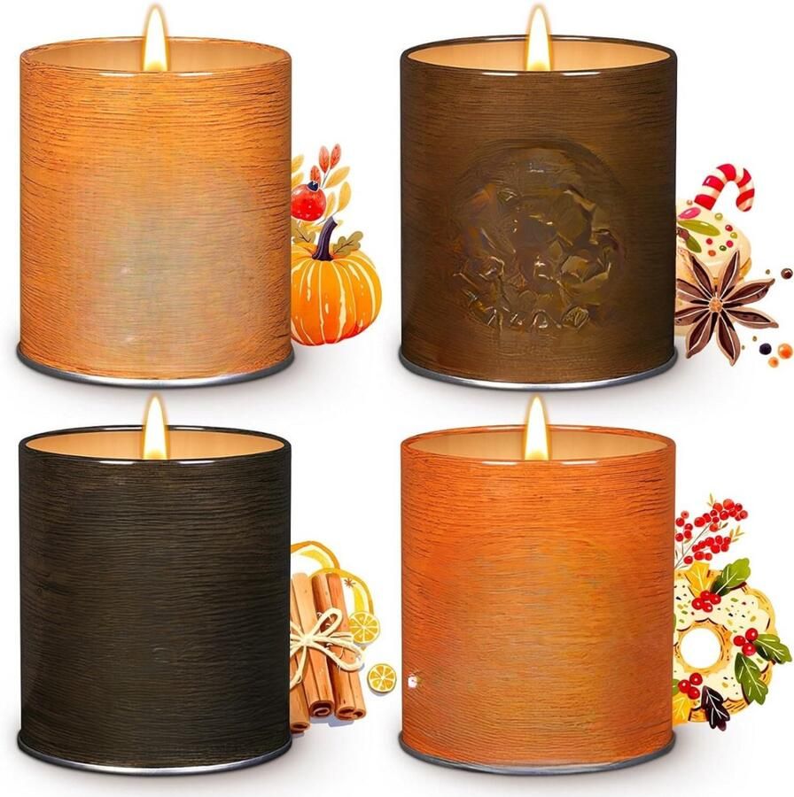 Goodivery Herfst Geurkaars Set Van 4 Aromatherapiekaarsen Cadeau Voor Thanksgiving Geurkaars Feest Verjaardag 40 Uur Brandtijd Thanksgiving Tafel Kamer Woondecoratie