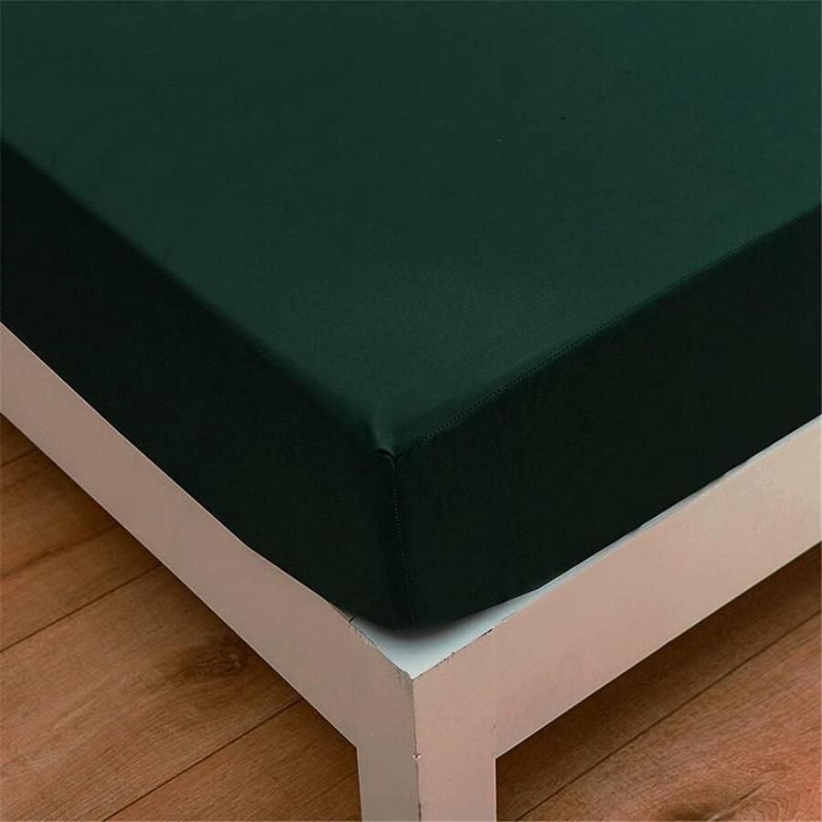 Goodivery Hoeslaken 180 x 200 cm donkergroen hoeslaken van microvezel past op matrassen tot 30 cm hoog