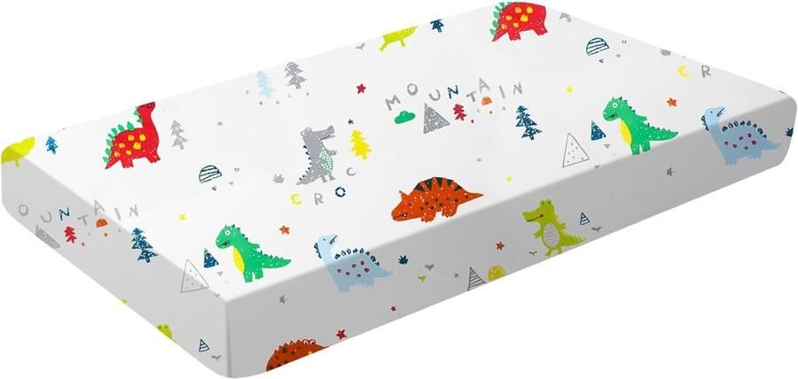 Goodivery Hoeslaken voor meisjes en jongens inbouwlaken 70 x 140 cm hoeslaken 100% katoen en unieke dinosaurus-print kleine kinderen matrassen
