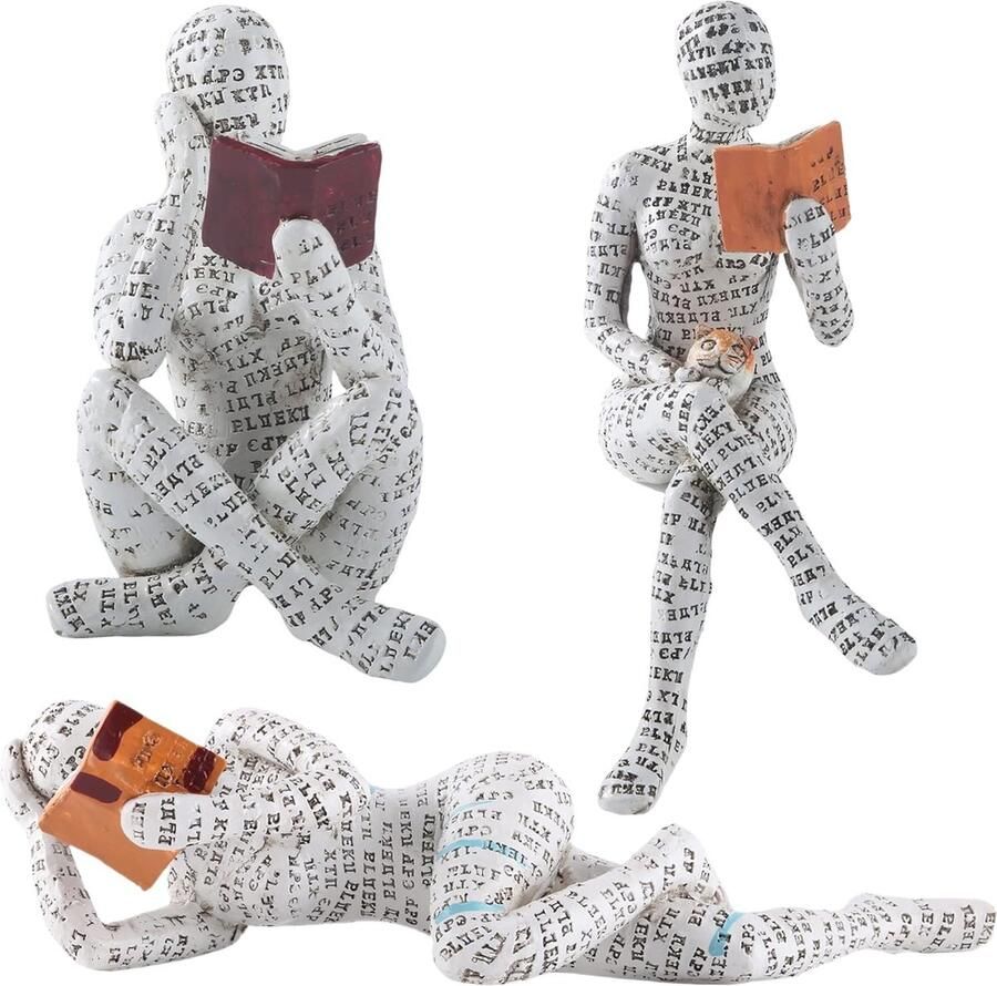 Goodivery Home Decor Pulp Lezende Vrouwen Denker Standbeeld Esthetische Sculptuur Kamerdecoratie Moderne Abstracte Decoratie op Plank Tafel Bureau voor Woonkamer Kantoor Slaapkamer G