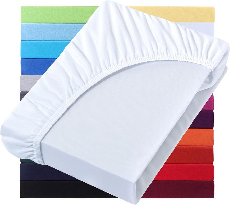 Goodivery Hoogwaardige Jersey Hoeslaken voor Boxspring en Waterbed 200 x 220 cm 40 cm Hoekhoogte 100% Katoen Wit