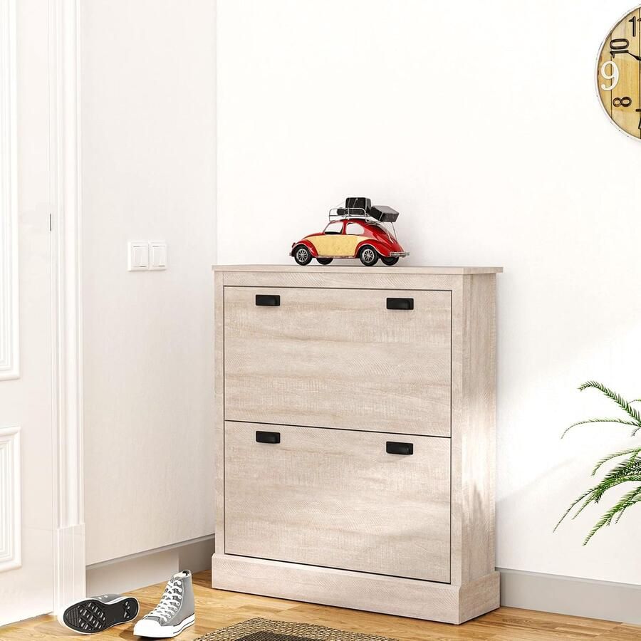 Goodivery Houten Schoenenkast Met Moderne Houtnerf Voor Stijlvolle Opslag In Hal En Woonkamer