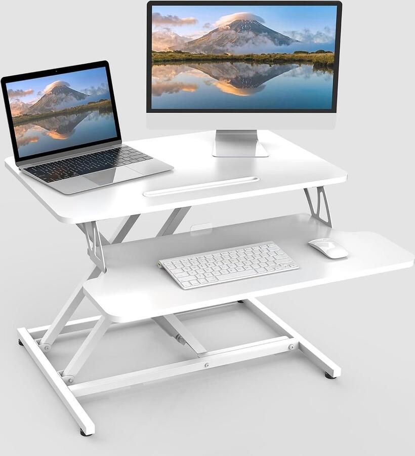 Goodivery In hoogte verstelbaar bureau met toetsenbordplank en grote werkruimte