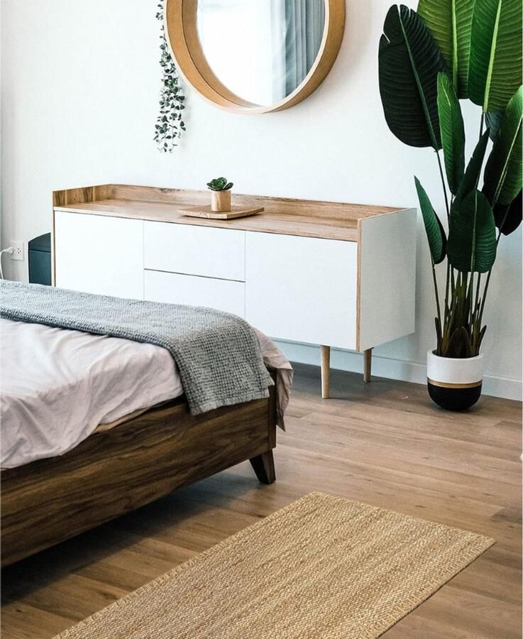 Goodivery Indoor rugs Jute Vloerkleed Granada Tapijt 100% Natuurlijke Jute Vezels Zacht Vloerkleed en Hoge Sterkte Handgeweven Woonkamer Eetkamer Slaapkamer Hal Tapijt (150x80 cm)