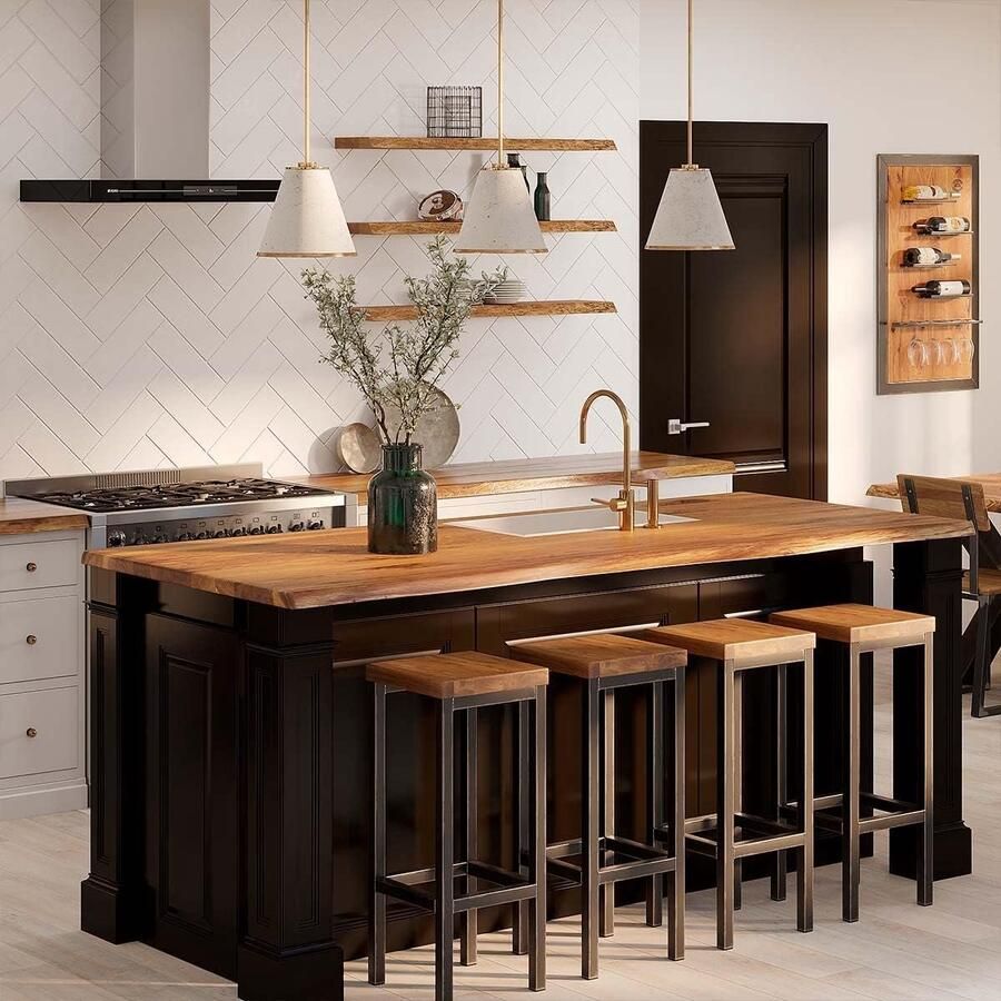 Goodivery Industrieel Handgemaakte Barkruk van Staal en Massief Eikenhout 78 cm Hoogte