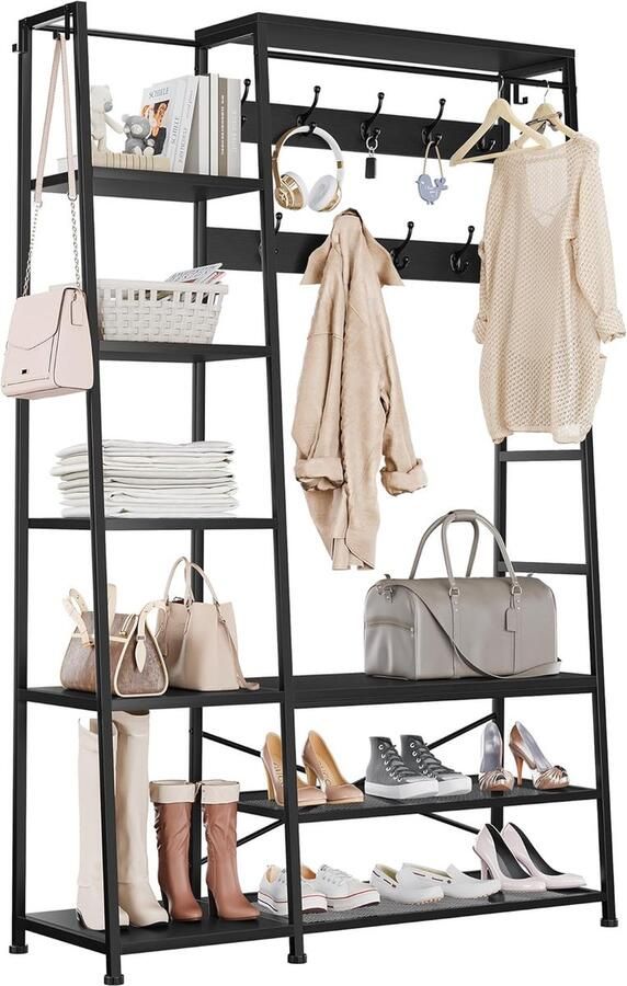 Goodivery Industriële Kapstok met Schoenopslag en Bank voor Hal Slaapkamer of Woonkamer